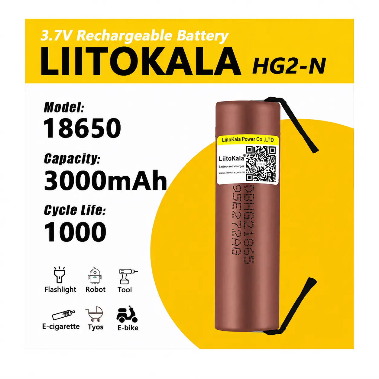 Купити оптом Купити Акумулятор високострумовий 18650 LitoKala HG2-N 3000mAh (під пайку) оптом - ціна 127 грн в Україні , зображення 2