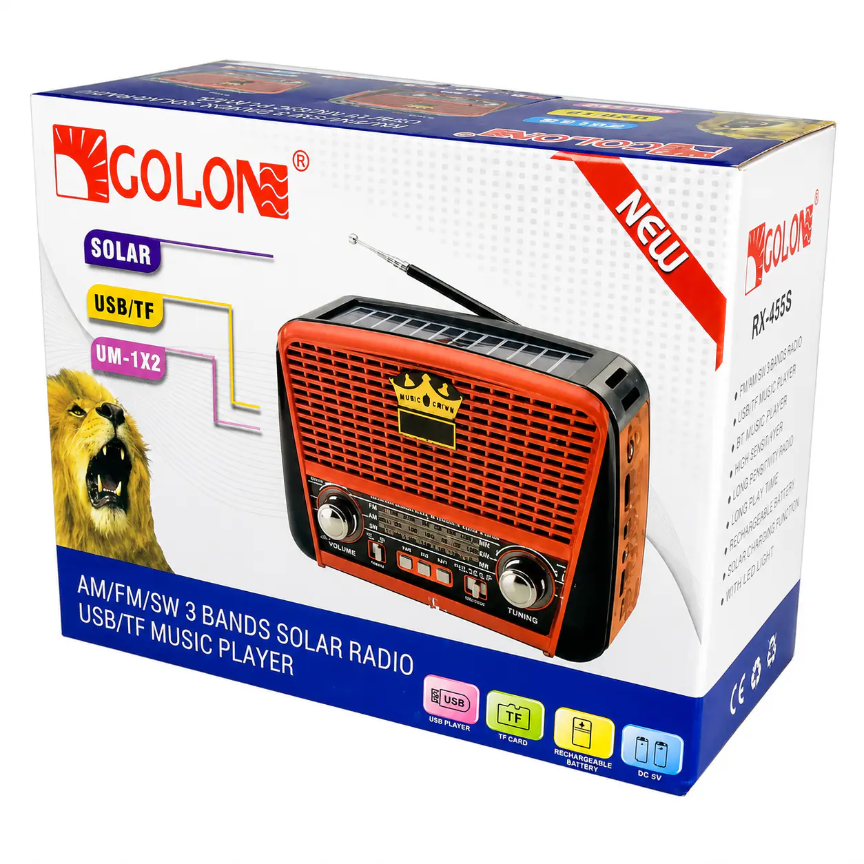 Купити оптом Купити Приймач радіо з флешкою та bluetooth GOLON RX-456S (сонячна панель) оптом - ціна 596 грн в Україні , зображення 4