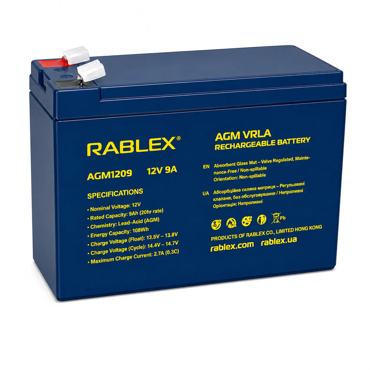Купить оптом Аккумулятор RABLEX 12V 9Ah RB1209-AGM (2700g) в Украине 