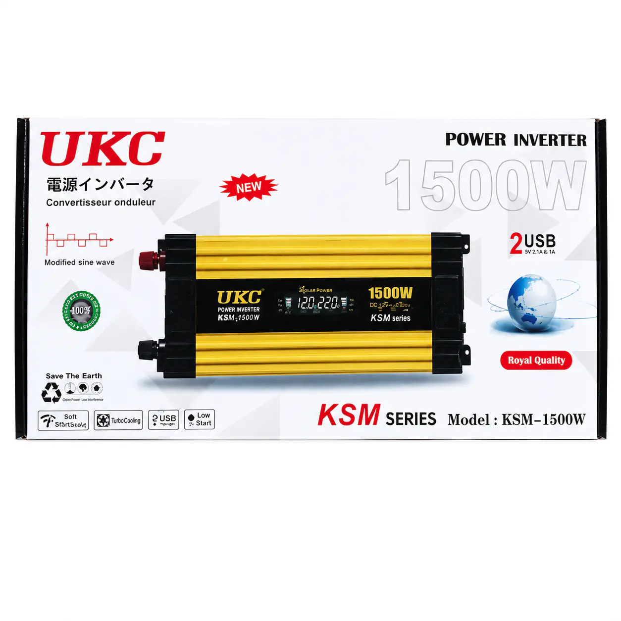 Купить оптом Преобразователь инвертор 12V/220V KSM 1500W (LCD+2 USB) в Украине , изображение 2