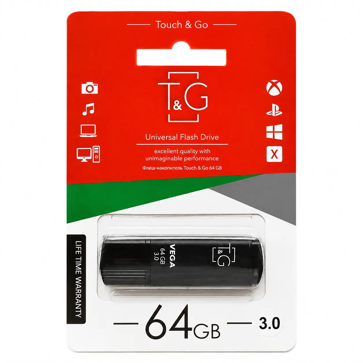 Купить оптом Флешка USB 64GB T&G Vega черный в Украине , изображение 2