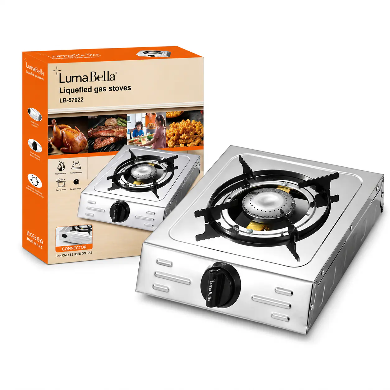 Купити оптом Купити Настільна газова плита LumaBella (1 конфорки) LB-57022 оптом - ціна 324 грн в Україні 