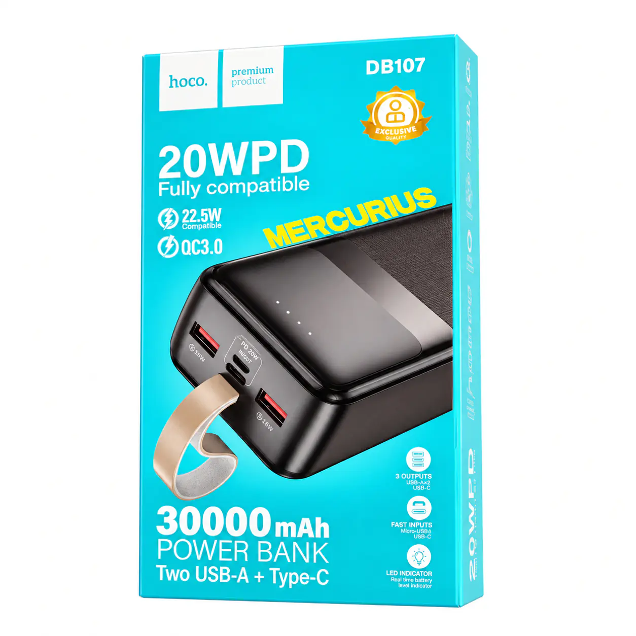Купити оптом Купити Повербанк 30000 mAh HOCO DB107 (PD22.5W) оптом - ціна 1154 грн в Україні , зображення 2