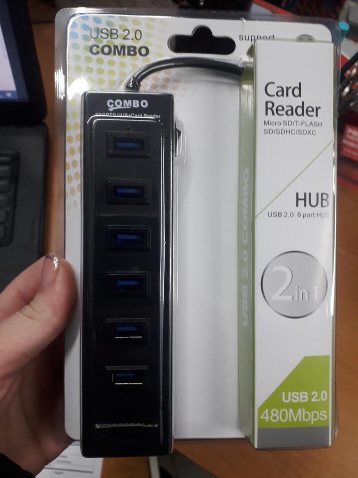 Купить оптом Хаб Hub COMBO 6 Ports + Card Reader DX076 в Украине