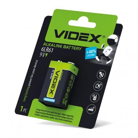 Купить оптом Батарейка щелочная Videx 6LR61/9V (Крона) 1шт/блистер (Цена указана за 1шт) в Украине