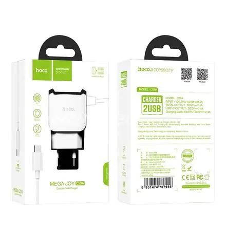 Купити оптом Купити Мережевий зарядний HOCO C59A (2 USB) + литий microUSB оптом - ціна 99 грн в Україні 