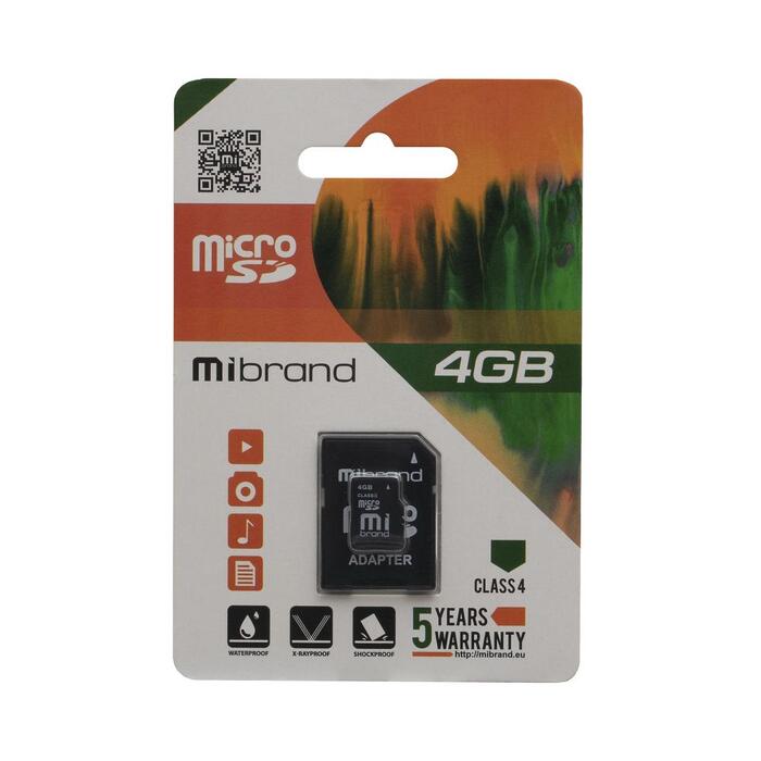 Купить оптом Карта памяти microSDHC Mibrand 4Gb class 4 (adapter SD) в Украине