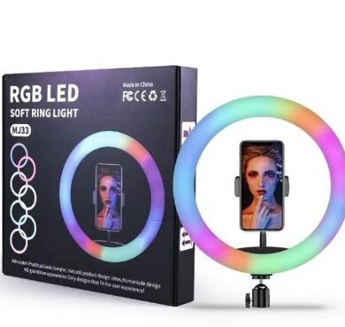 Купить оптом Кольцевая светодиодная лампа RGB LED 30 см (с зажимом для телефона) MJ33