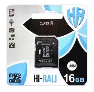 Купить оптом Карта памяти microSDHC (UHS-1) HI-RALI 16GB class 10 (с адаптером)