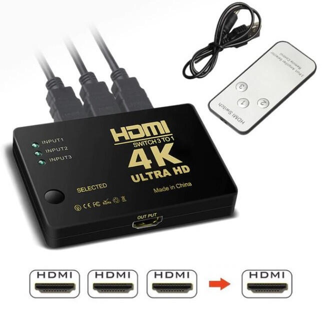 Купить оптом Коммутатор переклюючатель для HDMI (3 на 1) с пультом в Украине, изображение 2