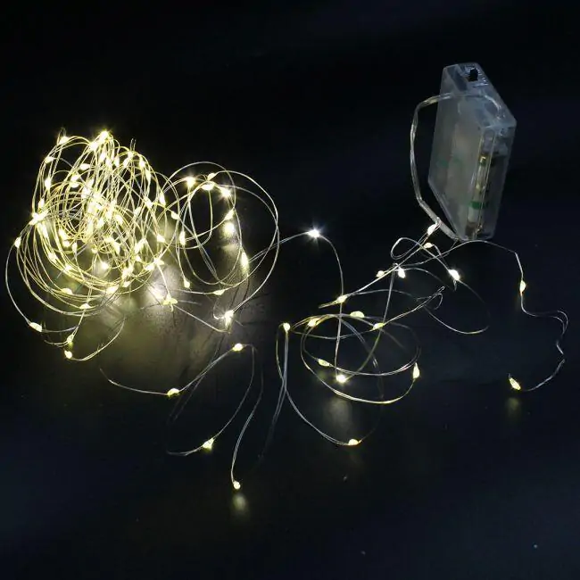 Купить оптом Гирлянда 50 LED 5 метров на медной проволоке (капля росы) Теплый белый (на батарейках с USB) в Украине , изображение 2