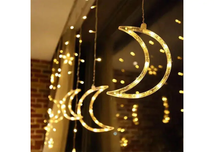 Купити оптом Купити Гірлянда штора Зірки з місяцем 3x0.7 метра Теплий білий (від сітки) оптом - ціна 516 грн в Україні , зображення 3
