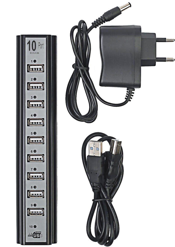 Купить оптом Хаб концентратор USB HUB на 10 портов (с дополнительным питанием)