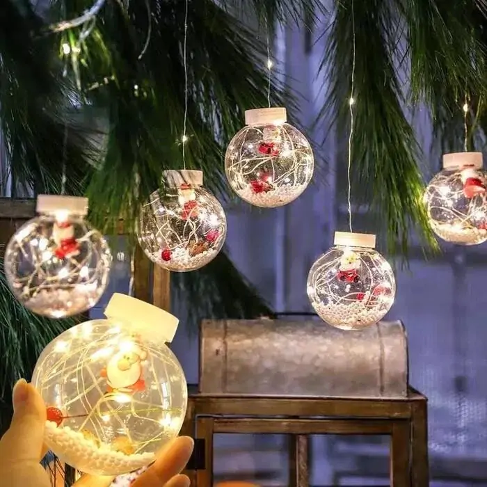 Купити оптом Купити Гірлянда 200 LED кулі з дідом морозом (10 шт) 3x1.5 метра Теплий білий (від мережі) оптом - ціна 267 грн в Україні 