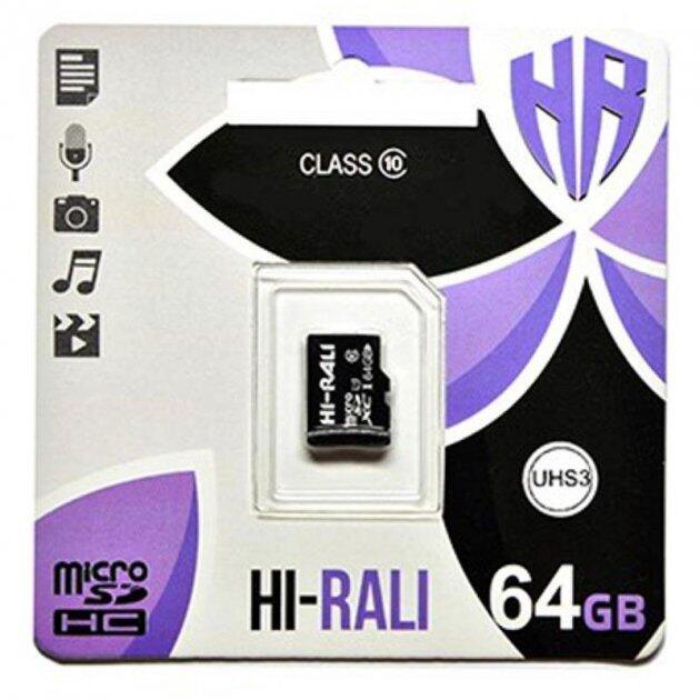 Купить оптом Карта памяти microSDXC (UHS-3) 64GB class 10 Hi-Rali (без адаптера)
