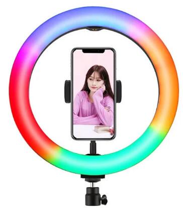 Купить оптом Кольцевая светодиодная лампа RGB LED 20 см (с зажимом для телефона) MJ20