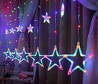 Купить оптом Гирлянда штора Звезды 3x0.8 метра Мультцветная RGB (от сети) в Украине