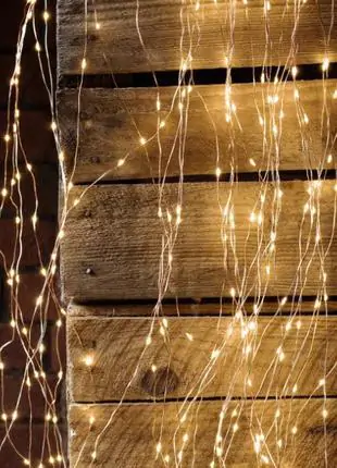 Купить оптом Гирлянда на медной проволоке 160 LED теплый белый штора 2х2 м (от сети с соединителями) в Украине 