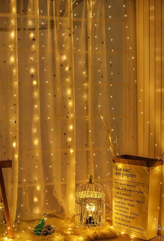 Купить оптом Гирлянда на медной проволоке 160 LED теплый белый штора 2х2 м (от сети с соединителями) в Украине , изображение 2