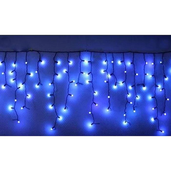 Купить оптом Гирлянда уличная 120 LED Синяя Бахрома 5 метров (от сети с соединителями)