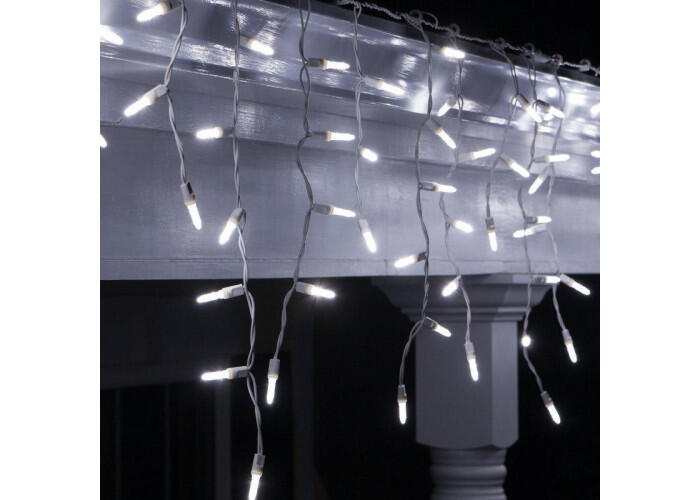Купить оптом Гирлянда уличная 120 LED Белая Бахрома 5 метров (от сети с соединителями)