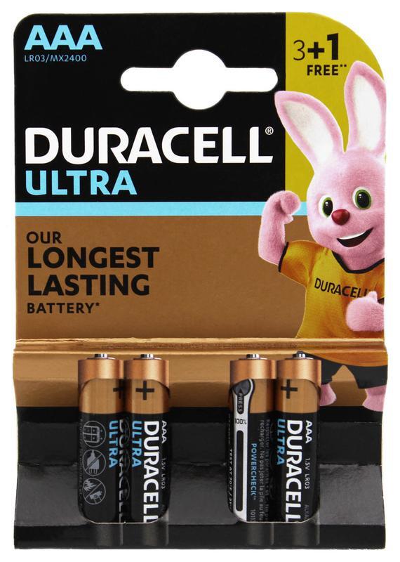 Купить оптом Батарейка щелочная DURACELL ULTRA LR03/AAA 4шт/блистер (Цена указана за 4шт) Оригинал