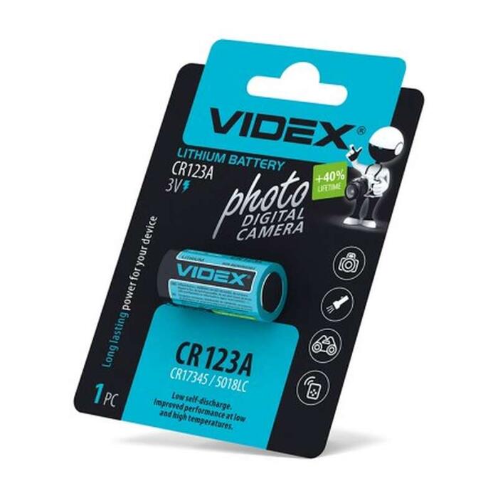 Купить оптом Батарейка литиевая VIDEX CR123A 1шт/блистер (Цена указана за 1шт)