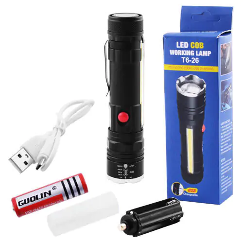 Купити оптом Купити Ручний ліхтар XML-T6 + COB з microUSB T6-26 оптом - ціна 235 грн в Україні 