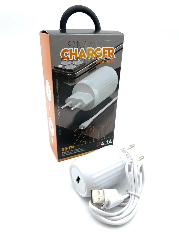 Купить оптом Сетевое зарядное со шнуром microUSB GQ-174 (1USB 4.1A) в Украине 