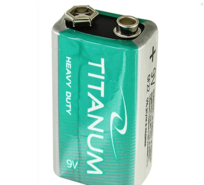 Купить оптом Батарейка солевая TITANIUM 6F22/9V (Крона) 1шт/пленка (Цена указана за 1шт) [24]