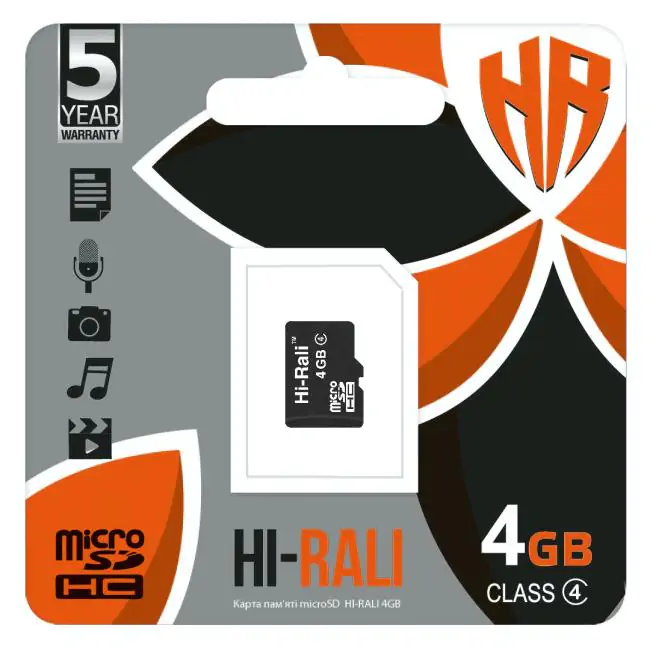 Купити оптом Купити Карта пам'яті microSDHC Hi-Rali 4GB class 4 (без адаптера) оптом - ціна 66 грн в Україні 