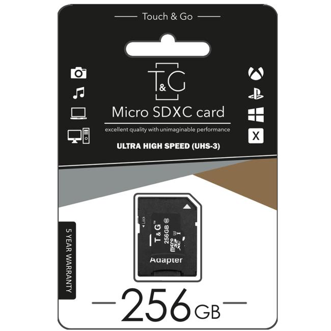 Купить оптом Карта памяти microSDXC (UHS-3) 256GB class 10 T&G (с адаптером)