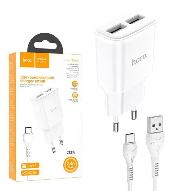 Купить оптом Зарядное сетевое HOCO C88A (2USB, 2.4A) в Украине , изображение 2