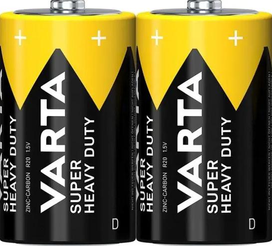 Купить оптом Батарейка солевая VARTA SUPER HEAVY DUTY R20/D 2шт/пленка (Цена указана за 2шт)