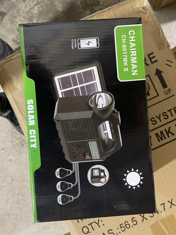 Купить оптом Кемпинговый фонарь солнечная система CH-8017MK (лампы+солненая панель+повербанк)