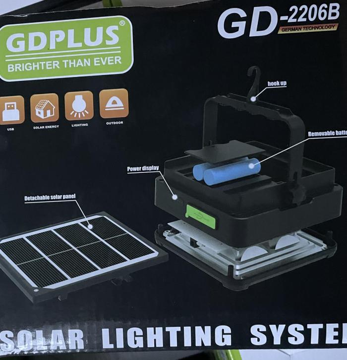 Купить оптом Кемпинговый фонарь солнечная система съемные акб GD-2206B (солненая панель+повербанк) в Украине
